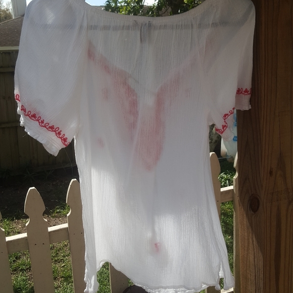 Bandolino Short Sleeve White Blause - Picture 6 of 10